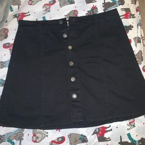 Black Denim Button Up Skirt